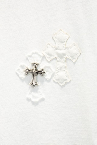 Chrome hearts 重工磨破贴布绣皮标五金短袖
