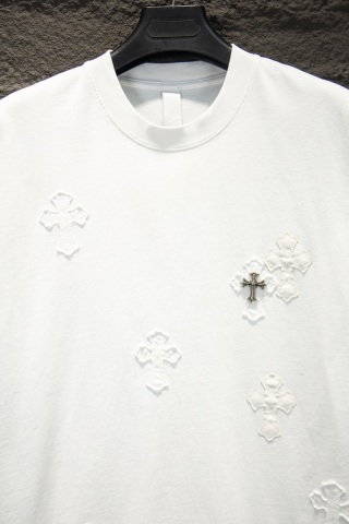 Chrome hearts 重工磨破贴布绣皮标五金短袖