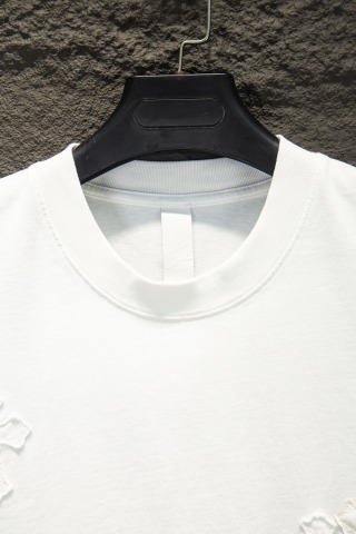 Chrome hearts 重工磨破贴布绣皮标五金短袖