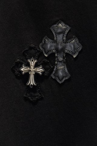 Chrome hearts 重工磨破贴布绣皮标五金短袖