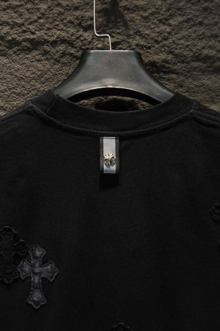 Chrome hearts 重工磨破贴布绣皮标五金短袖