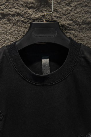 Chrome hearts 重工磨破贴布绣皮标五金短袖