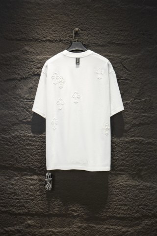 Chrome hearts 重工磨破贴布绣皮标五金短袖