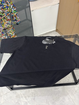 克罗心重工手工烫钻满天星圆领短袖T恤