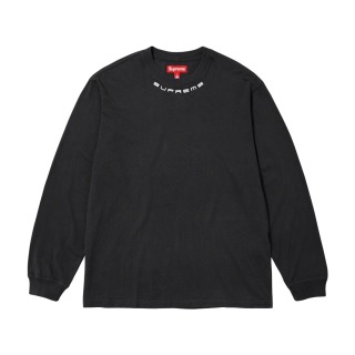 Supreme 23fw COLLAR LOGO L/S TOP 刺绣 长袖T恤