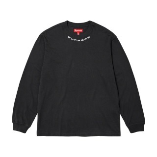 Supreme 23fw COLLAR LOGO L/S TOP 刺绣 长袖T恤