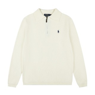 拉夫勞倫Ralph Lauren秋冬款POLO純色刺繡logo半拉鏈翻領針織毛衣