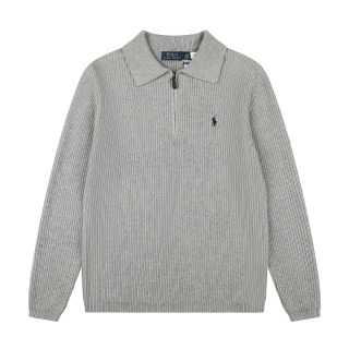 拉夫勞倫Ralph Lauren秋冬款POLO純色刺繡logo半拉鏈翻領針織毛衣