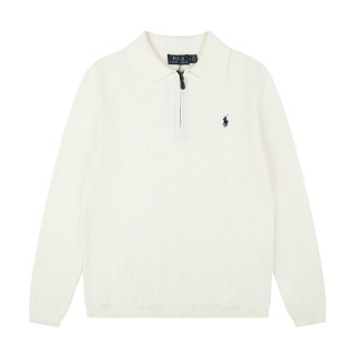 拉夫勞倫Ralph Lauren秋冬款POLO純色刺繡logo半拉鏈翻領針織毛衣