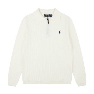 拉夫勞倫Ralph Lauren秋冬款POLO純色刺繡logo半拉鏈翻領針織毛衣
