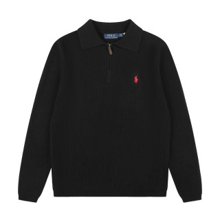 拉夫勞倫Ralph Lauren秋冬款POLO純色刺繡logo半拉鏈翻領針織毛衣
