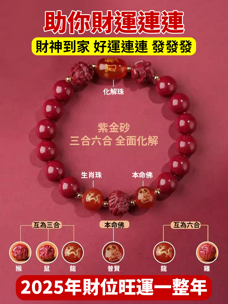 【男女同款】轉運招財硃砂生肖手串