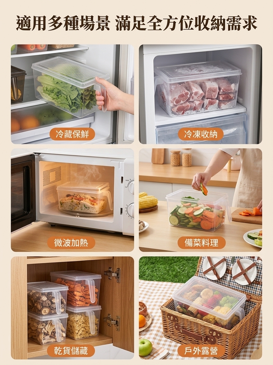 【大容量5L】多功能帶把手冰箱收納盒
