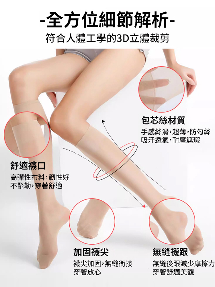 【高透不勾絲】遮肉顯瘦美服膝蓋襪