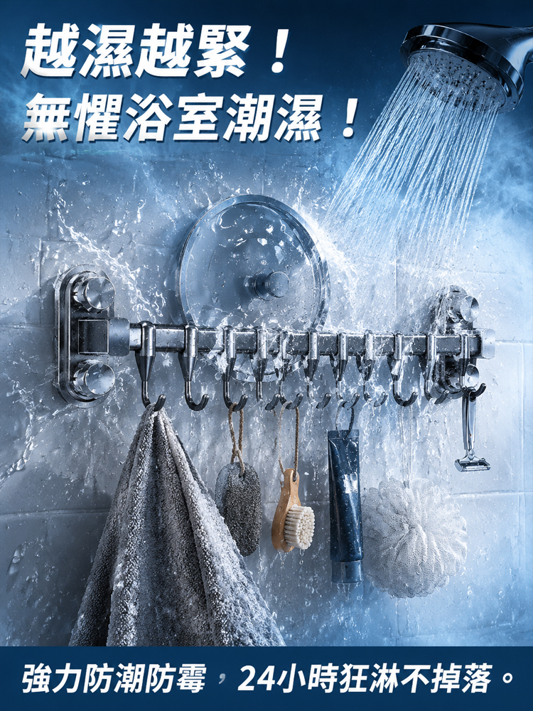 免打孔不傷牆吸盤廚房掛鉤