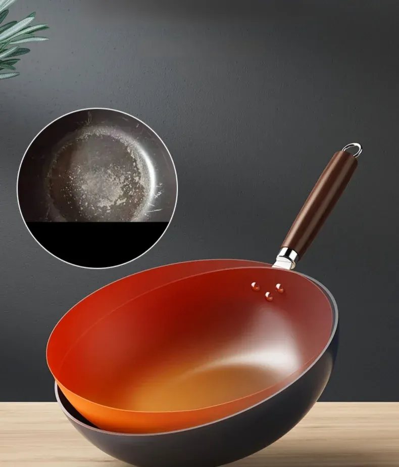 家用炒鍋 鐵鍋無塗層老式傳統瓦斯爐適用不沾鍋手工炒菜鍋