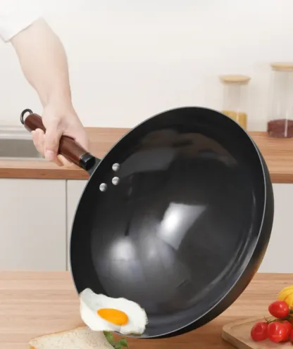 家用炒鍋 鐵鍋無塗層老式傳統瓦斯爐適用不沾鍋手工炒菜鍋
