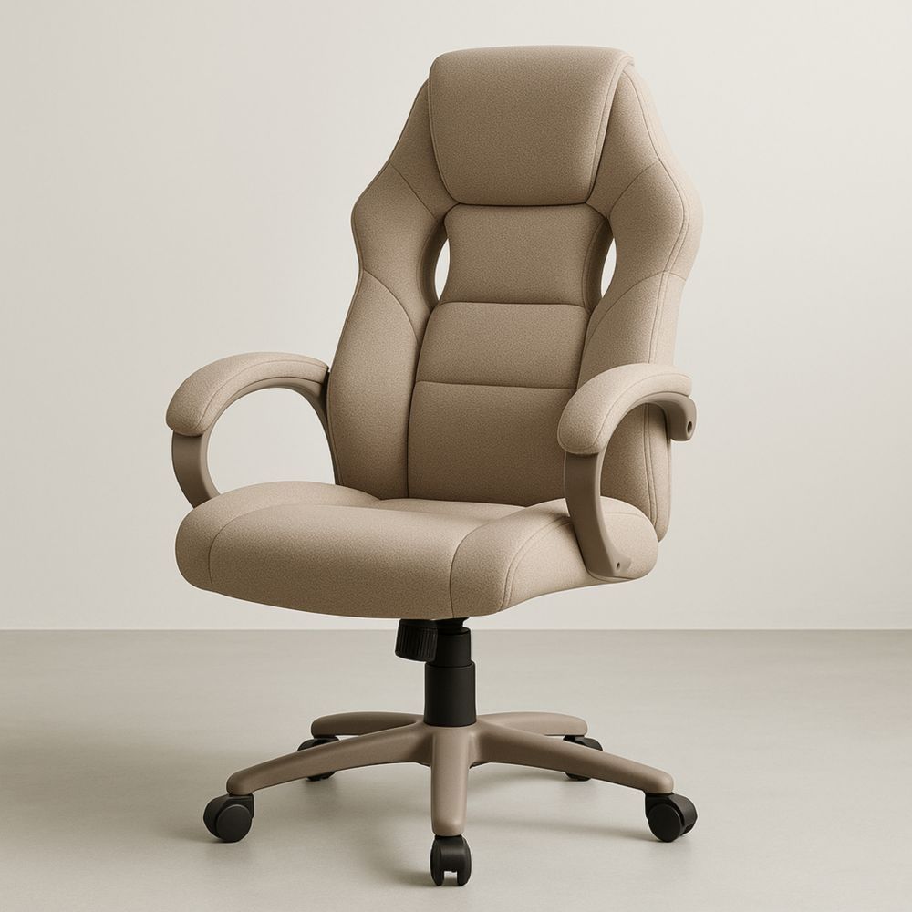 Ergonomic High Back Office Chair Beige Polyester with Adjustable Features