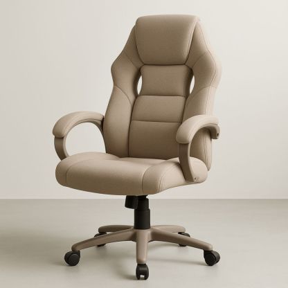 Ergonomic High Back Office Chair Beige Polyester with Adjustable Features