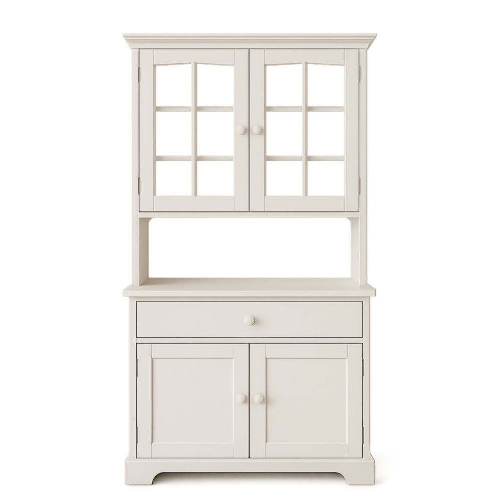 Wooden Display Cabinet with Tempered Glass Doors Beige 80cm x 40cm x 180cm