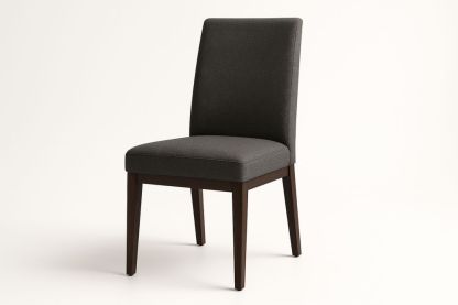 Dark Grey Upholstered Dining Chair with Wood Legs