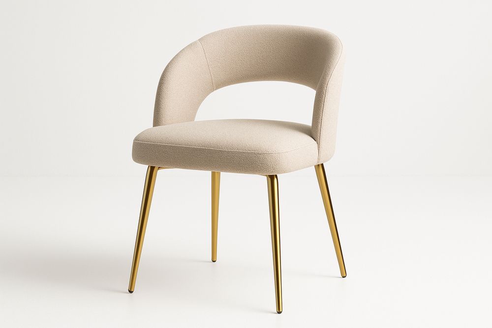 Beige Polyester Dining Chair with Gold Metal Legs 78cm
