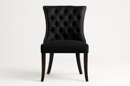 Black Faux Leather Tufted Dining Chair Solid Wood Frame 48cm x 61cm x 94cm