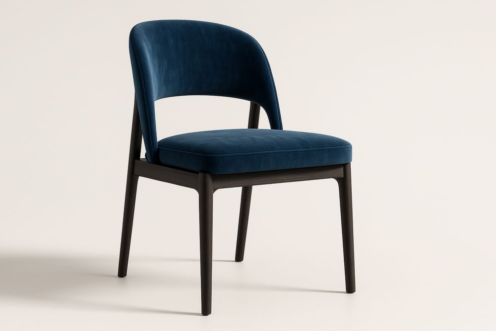 Velvet Dining Chair with Wooden Frame 80cm Height Navy
