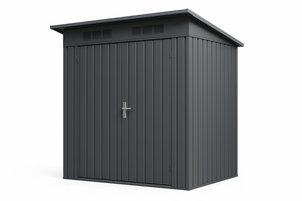 Outdoor Steel Storage Shed Grey 195cm x 130cm x 200cm（L×W×H）-Selonirta