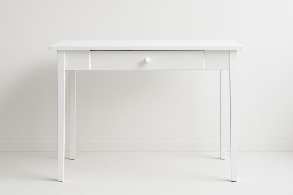 White MDF Office Desk with Drawer 100cm x 50cm x 75cm（L×W×H）-Selonirta