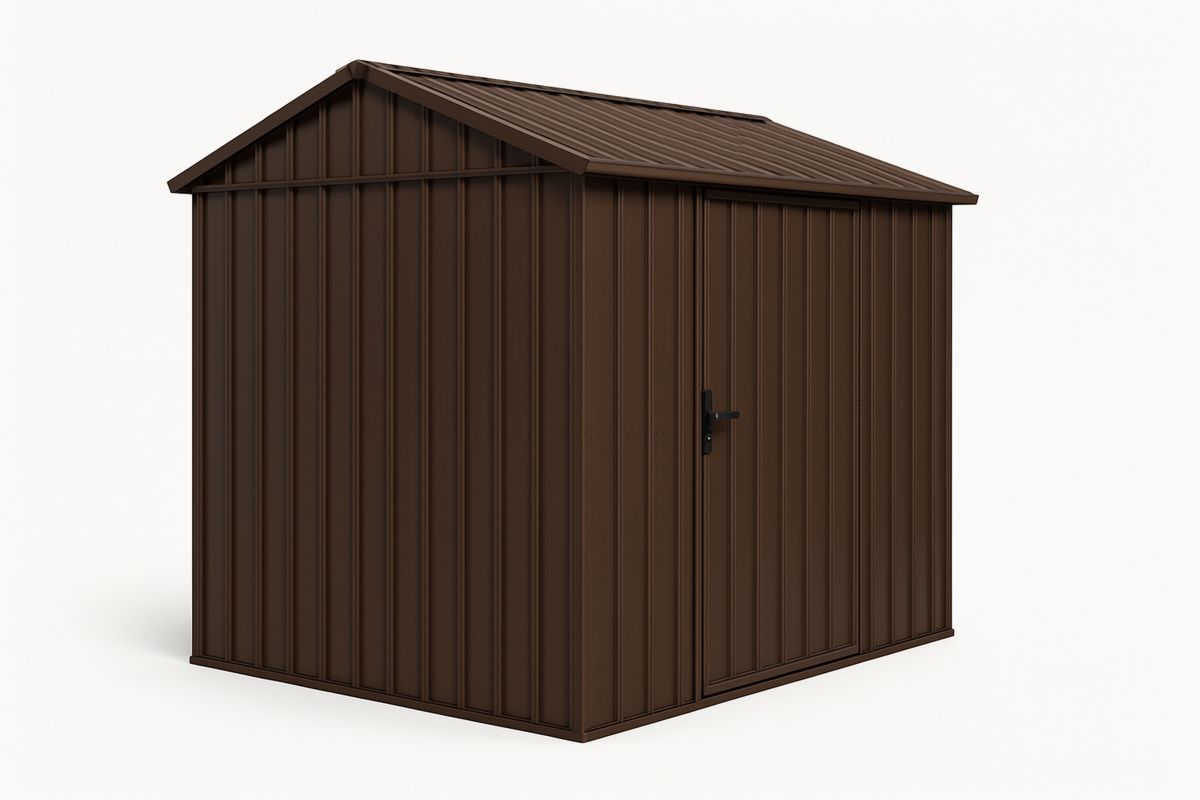 Galvanised Steel  Garden Shed Storage House Brown 210cm x 130cm x 185cm（L×W×H）-Selonirta