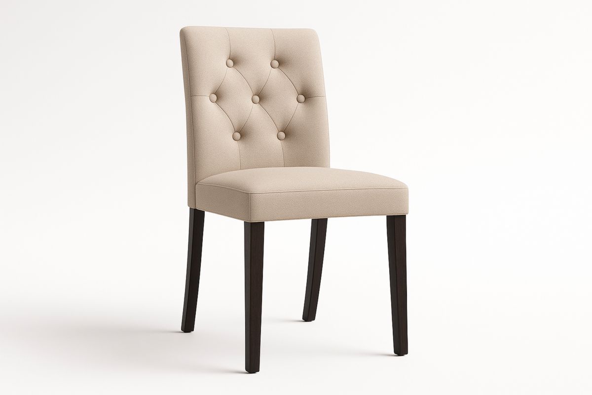 Beige Polyester Fabric Dining Chair with Solid Wood Legs-Venolivta
