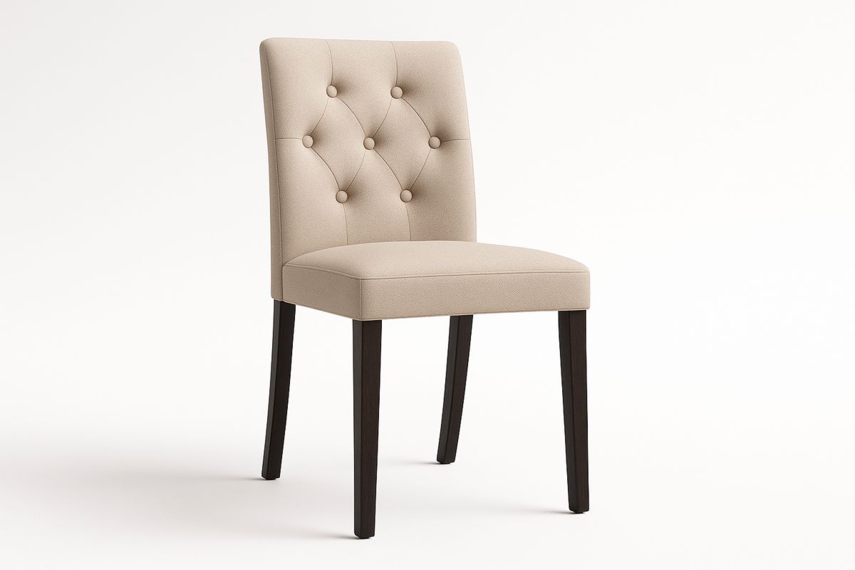 Beige Polyester Fabric Dining Chair with Solid Wood Legs-Venolivta