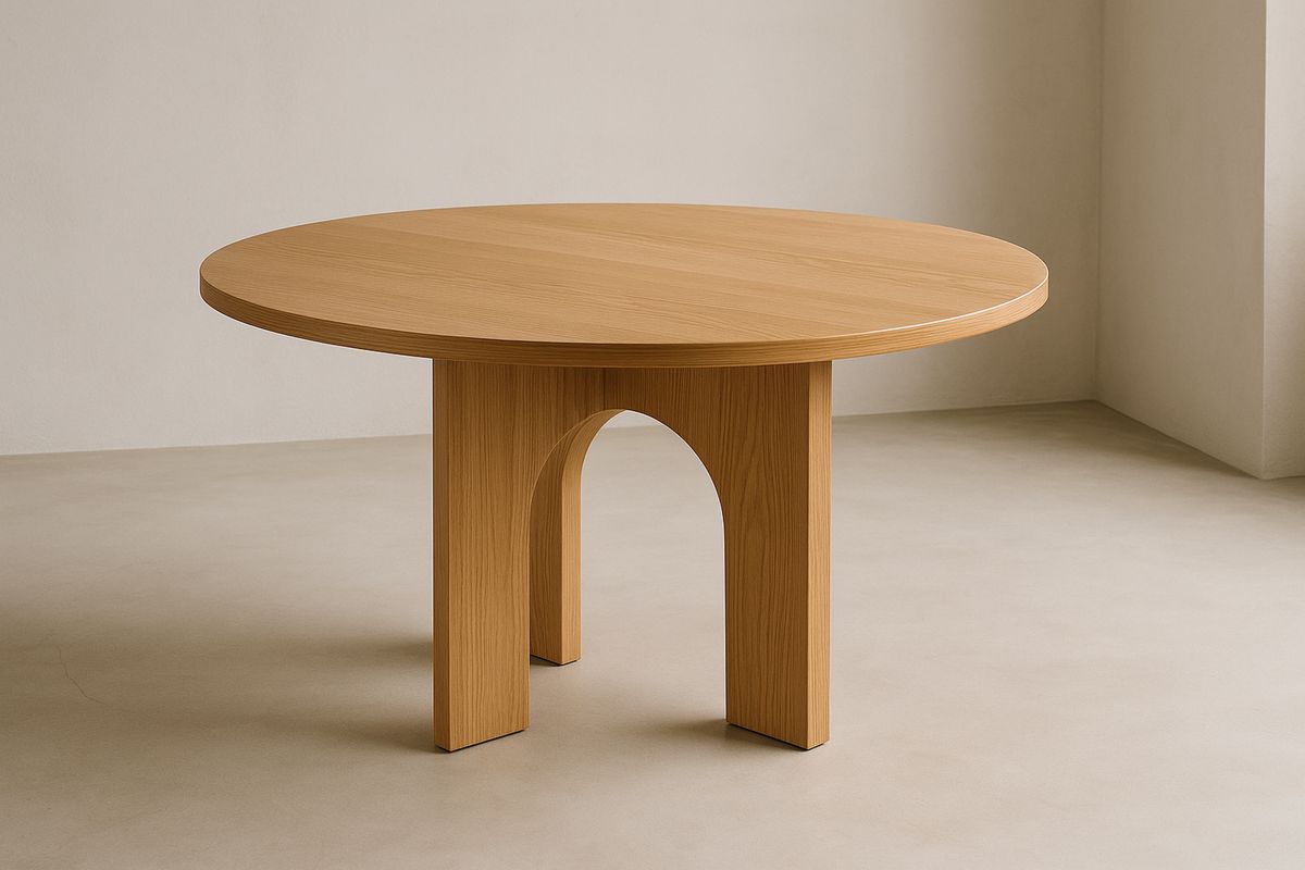 Round Dining Table Solid Oak Veneer Arch Base Ø120cm-Venolivta