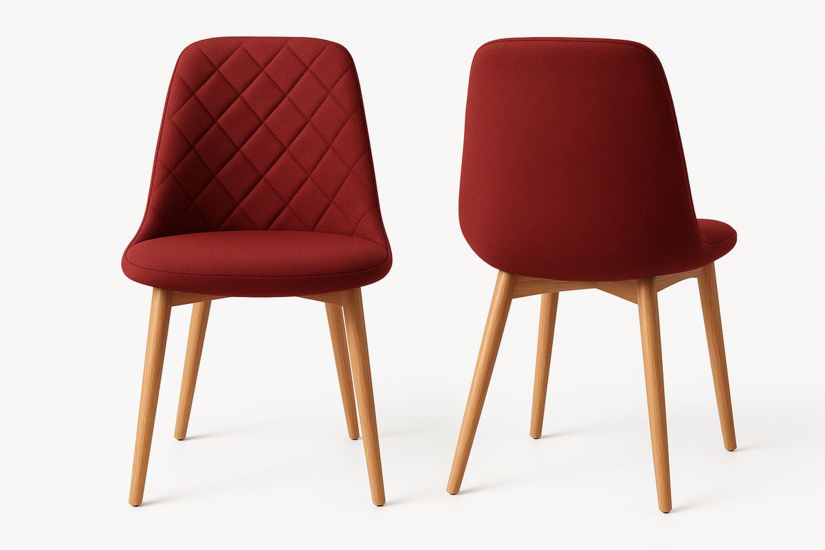 Red Polyester Upholstered Dining Chair with Oak Legs-Venolivta