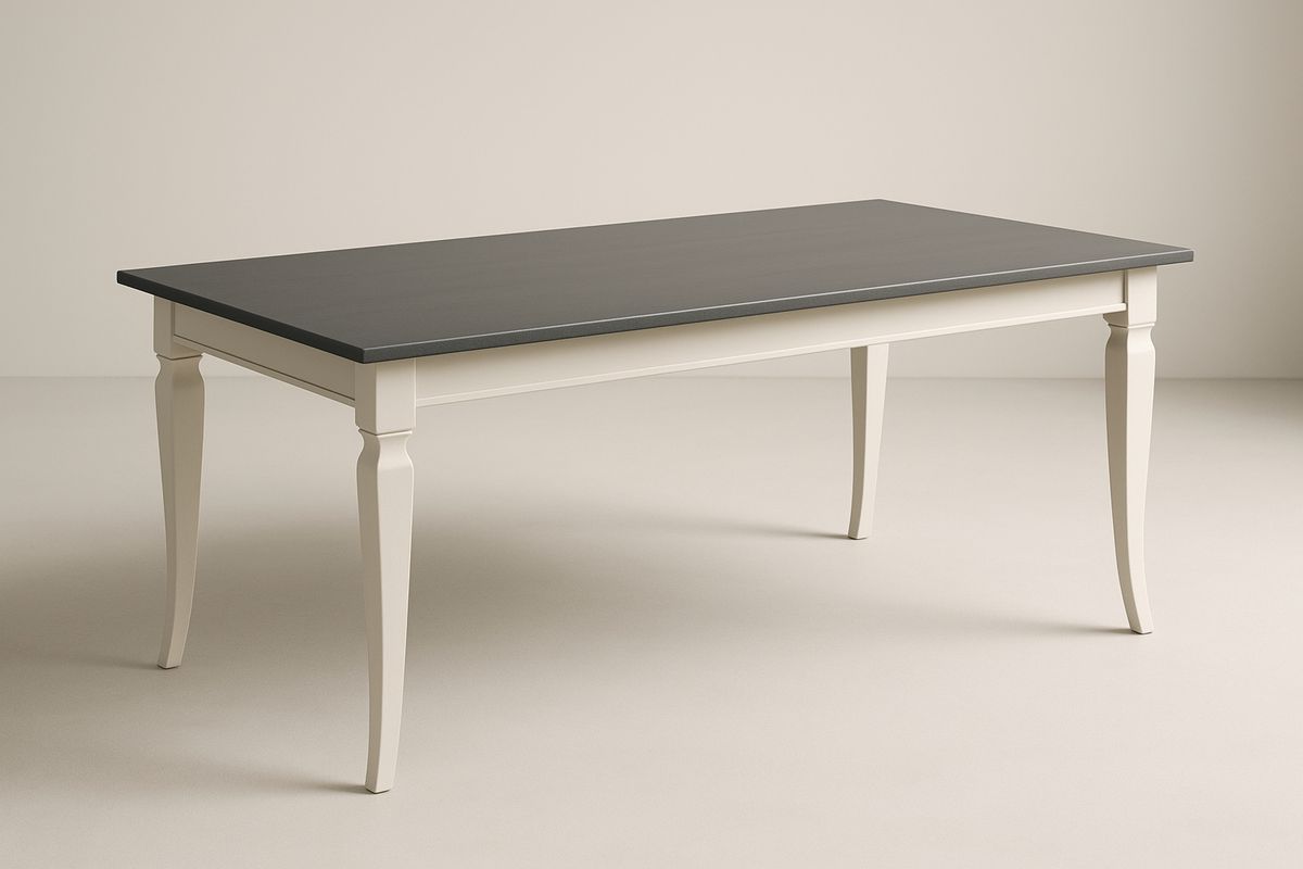 Wood Dining Table Rectangular MDF Top Pinewood Legs Dark Grey White 180cm x 90cm x 75cm(L×W×H)-Ranovalti