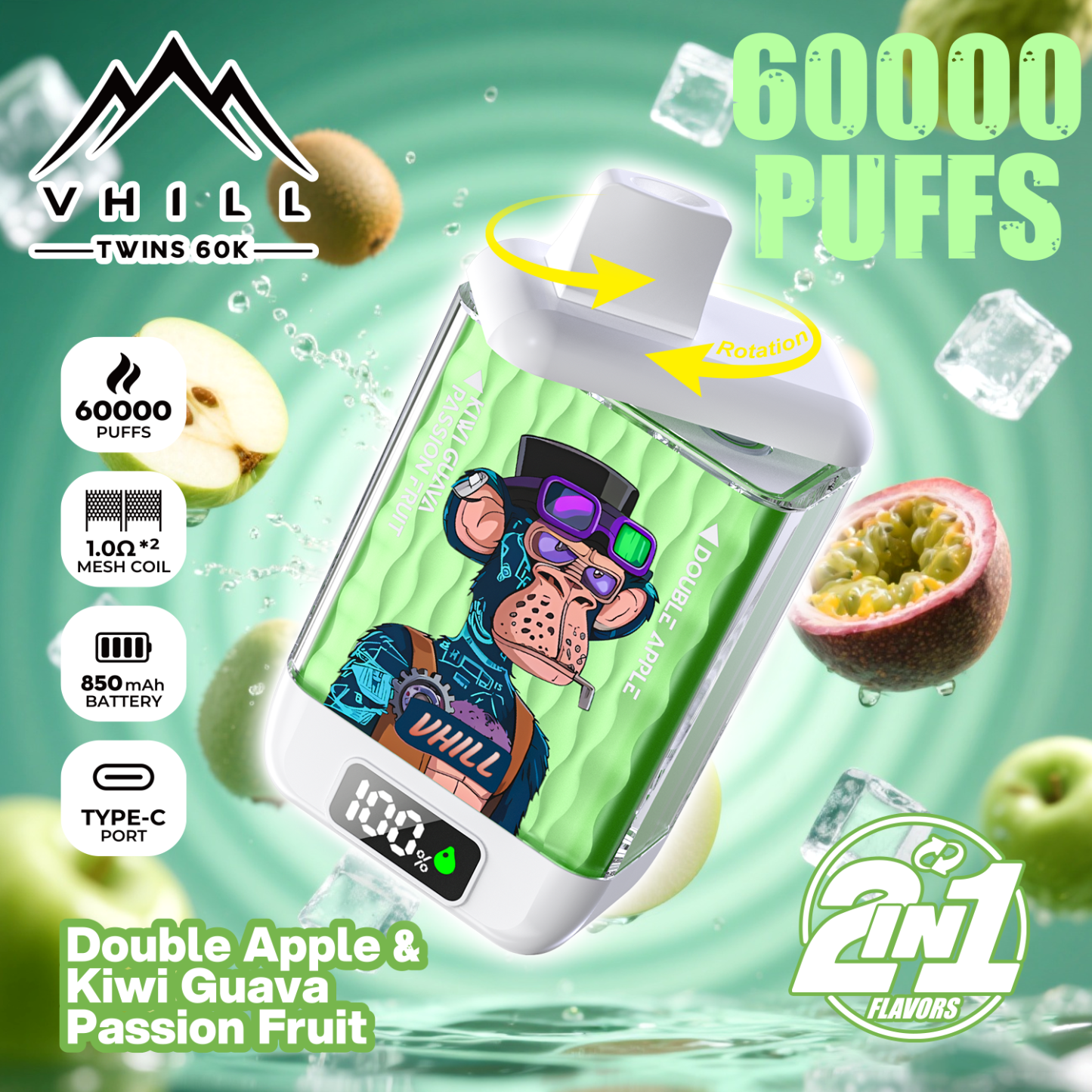 VHILL Twins 60000 Puffs