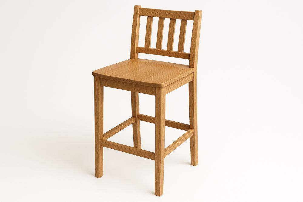 Oak Wooden Bar Stool with Solid Wood Frame 102cm Height