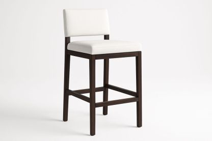Bar Stool Solid Wood Frame with Polyester Upholstery 105cm White