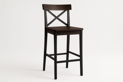 Wooden Bar Stool with X-Back Design in Dark Wood 104cm