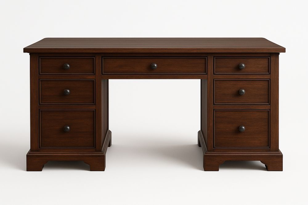 Wooden Desk Medium Density Fibreboard 140cm Cabinet Brown