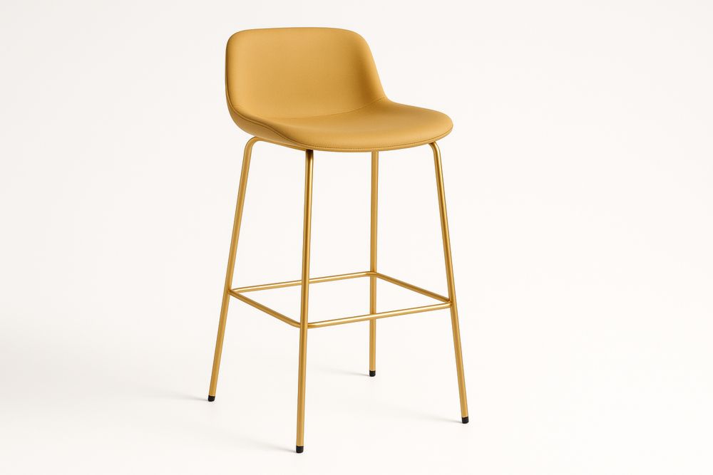 Mustard Bar Stool with Polyurethane Seat and Steel Frame 96cm