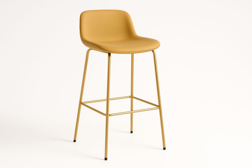 Mustard Bar Stool with Polyurethane Seat and Steel Frame 96cm
