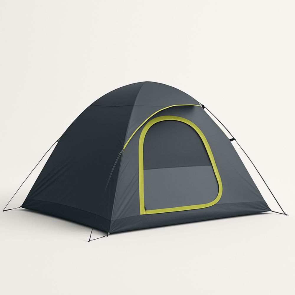 Camping Tent Dome Shape Dark Grey/Green 2 Person Polyester Fiberglass Poles