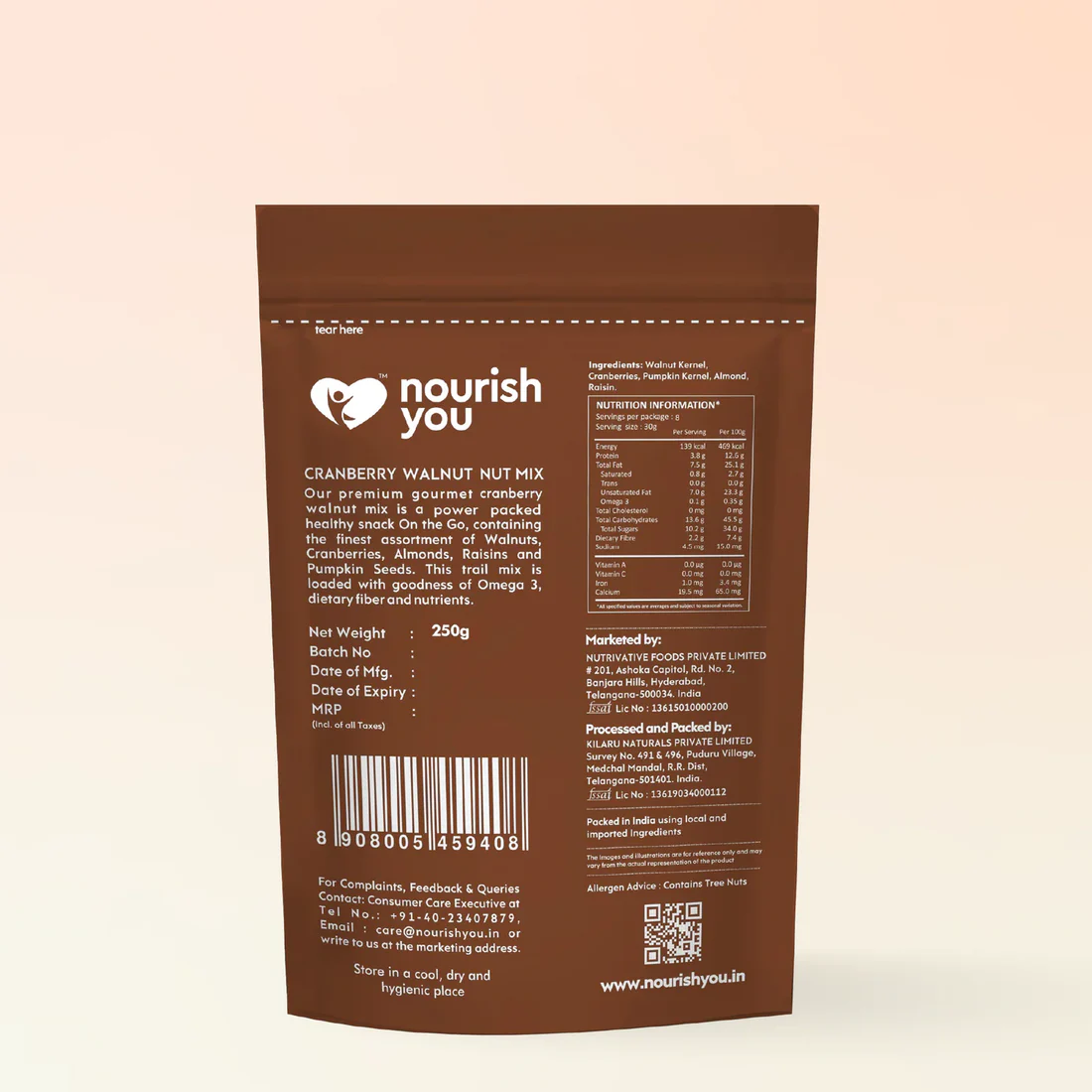 Cranberry Walnut Nut Mix 250gCranberry Walnut Nut Mix 250g