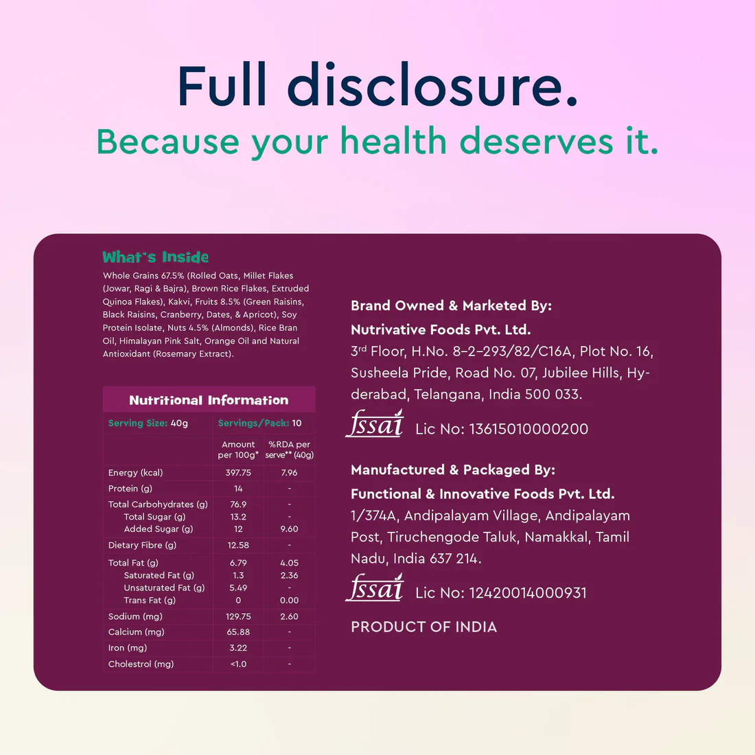 Super Muesli - Fruit & Nut - 400g