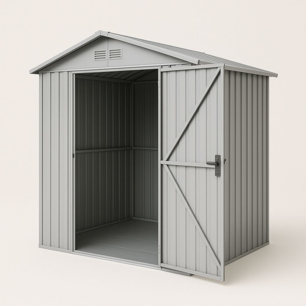 Metal Garden Shed with Lockable Door 213cm x 127cm x 185cm Grey