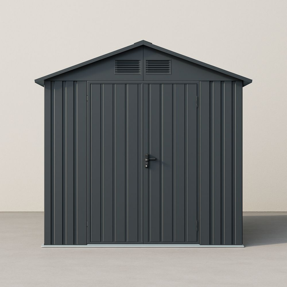 Metal Storage Shed with Double Door Charcoal 210cm x 130cm x 190cm