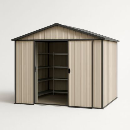 Outdoor Metal Shed Beige 2.5m x 2.5m x 2.2m