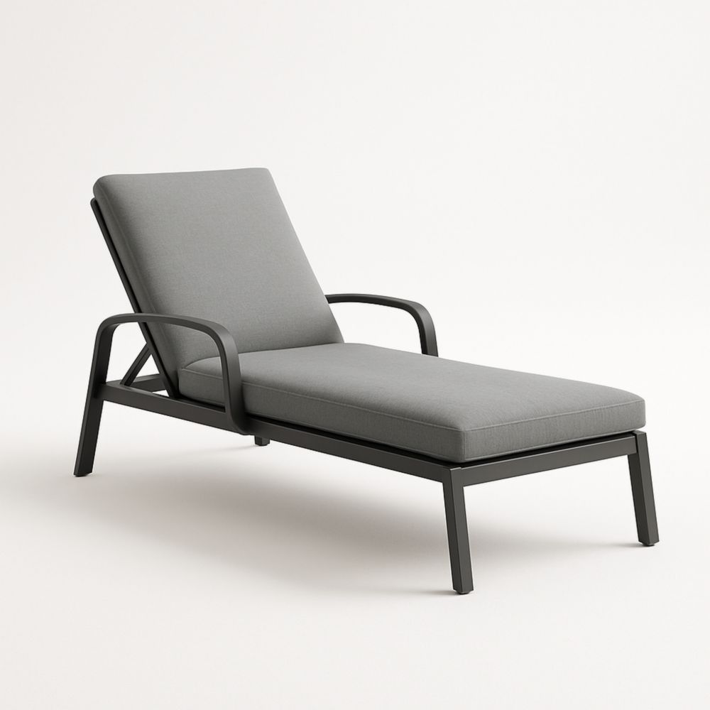 Outdoor Aluminium Sun Lounger with Grey Polyester Cushion